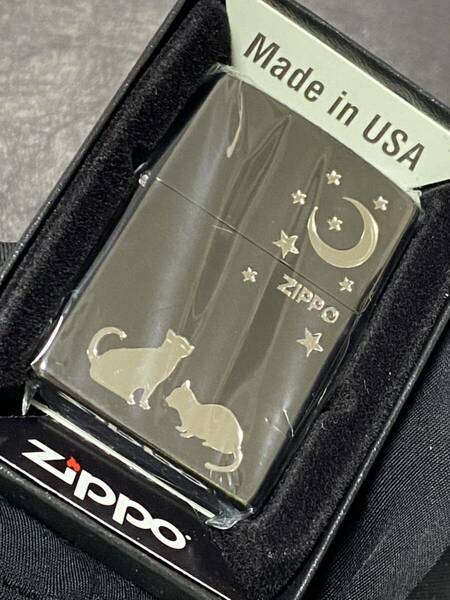 zippo 猫 ブラックメタリック CAT 希少モデル 2022年製 ケース 保証書付き 