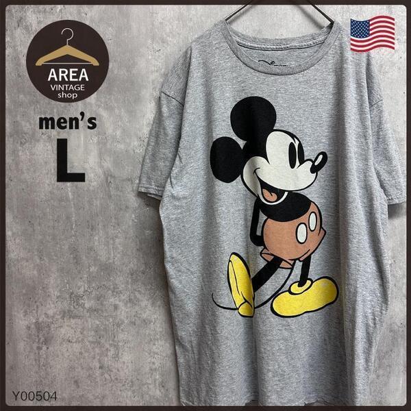 古着 DisneyディズニーミッキーTシャツヴィンテージアメリカUSAグレーL
