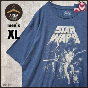 STAR WARS プリント Tシャツ XLサイズ ブルー 古着ビッグシルエット