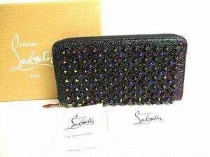 【未使用】 クリスチャン ルブタン Christian Louboutin パネトーネ スタッズ レザー ラウンドファスナ― 長財布 メンズ レディース