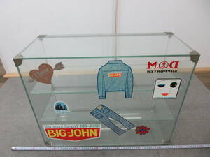 K368[6-8]V glass case M&D supporter approximately 59×24.5×47cm used * present condition goods / Showa Retro store furniture display case storage shelves display 