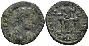 １円スタート! ・ローマ帝国の皇帝 グラティアヌス (在位：AD 378-383 年）ヌムス 青銅貨・アンティーク コイン