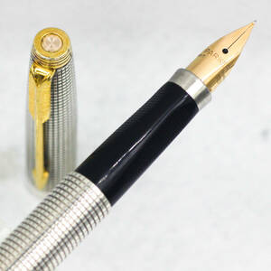  beautiful goods MADE IN USA Parker 75 sterling silver ( silver made )si gap fountain pen 14 gold XFnib original converter attaching PARKER SILVER ( hand .)