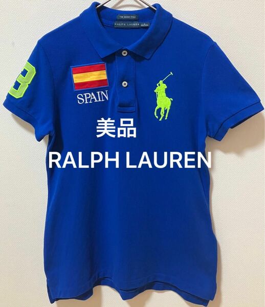 美品　RALPH LAURENラルフローレン　ビッグポニー刺繍　ワッペン　ポロシャツ　THE SKINNY POLO スペイン