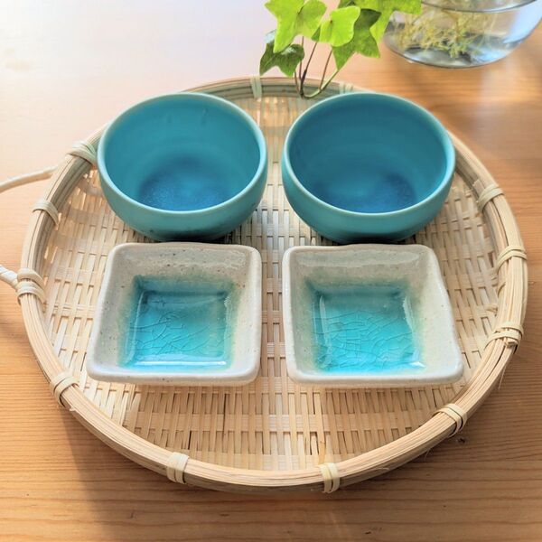 豆皿 4枚セット トルコブルー 小鉢 和食器 お皿 豆皿セット 食器 ブルー系