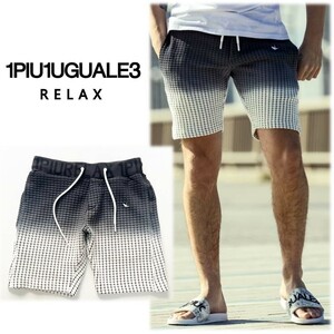 《1PIU1UGUALE3 RELAX》新品 凹凸優しい肌触り ストレッチ グラデーション ワッフルハーフパンツ ショートパンツ S(W72~78)S0027