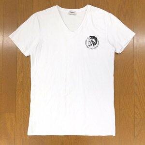 DIESEL ディーゼル ブレイブマンプリント ストレッチ Vネック Tシャツ M相当 白 ホワイト インナー アンダーウェア 半袖 トップス メンズ