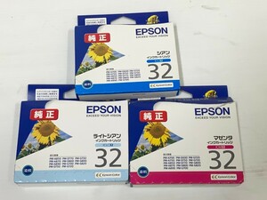 純正品 EPSON[エプソン]インクカートリッジ 32 ライトシアン/マゼンダ/シアン 期限切れ ジャンク品