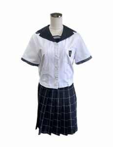 [岡山 山陽学園高等学校]女子制服 夏セーラー服 スカート 165A W63 半袖 中古品