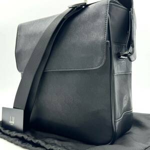 1 jpy ~[ ultimate beautiful goods ]dunhill Dunhill wing The - men's shoulder bag diagonal .. business AD Logo flap PVC leather original leather black 