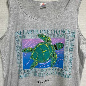 90s USA製 ビンテージ ヴィンテージ タンクトップ Tシャツ tee アメリカ製 古着 亀 カメ タートル art アート アニマル ストリート バンド