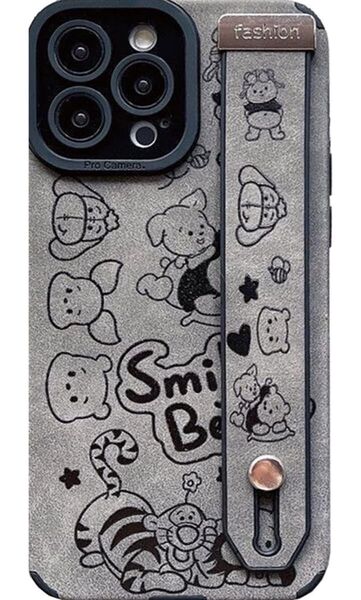 iPhone13 用 ケース プーさん スマホケース かわいい iphone 13 用 リストバンド 横置き