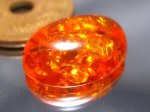 5.96ct b new goods * natural amber ( amber )g Ritter entering kaboshon cut bar to production 