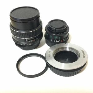 中古購入◆オールドレンズ　SMC TAKUMAR 1:1.8/55◆ INDUSTAR-50 50mm/f3.5◆M42マウントアダプター◆前後キャップ付 レンズ二個セット