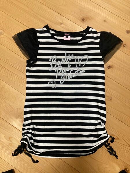 バービーBarbie 袖チュールボーダーTシャツ150〜160