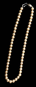 パールネックレス 真珠 約40㎝ 約7㎜玉 SILVER留具 フォーマル ドレスアップ 首飾り 中古