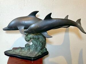 ☆dolfin オブジェ　ブロンズ像　ミッドセンチュリー　イルカ　銅像　ドルフィンobject midcentury 置物 インテリア Dolphin Statue