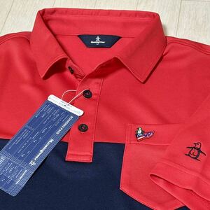  new goods * Munsingwear wear Munsingwear Golf wear switch design . sweat speed . polo-shirt with short sleeves / made in Japan / red × navy blue / size LL/ postage 185 jpy 