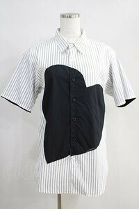 MILKBOY / Heart полоса рубашка с коротким рукавом черный × белый H-24-05-24-017-MB-BL-KB-ZH