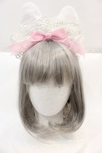 Angelic Pretty / HAT Ribbon Bunny Cafeカチューシャ 白Ｘピンク I-24-05-26-094-AP-AC-HD-ZI