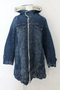 RNA / Denim reverse side boa hood coat M blue O-24-05-24-111-PU-CO-OW-OS