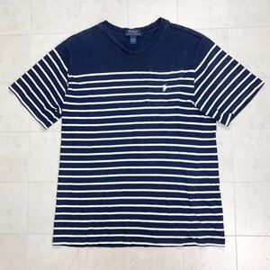 【送料360円】POLO RALPH LAUREN ラルフローレン Vネック半袖Tシャツ キッズサイズ XLサイズ 18-20歳 古着 ボーダー Q71