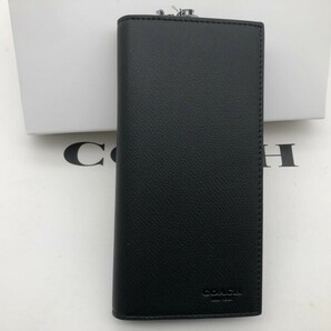 コーチ COACH 二つ折り財布 クロスグレイン レザー ウォレット ブラック新品 未使用 贈り物F74978 v136C