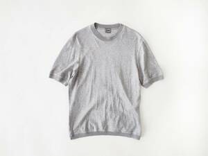 90s00s 初期タグ Jil Sander Archive 本人期 コットン ニットTシャツ セーター 半袖 スウェット トリム リンガー リブ グレー Euro Vintage