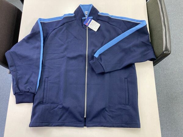 体操服 ジャージ上着 ボックスジャケットフルオープン 紺 L 緊急入荷