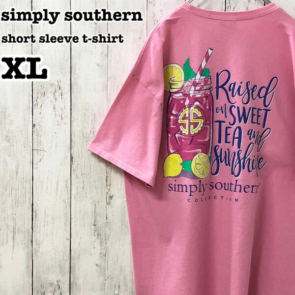 simply southern US アメリカ古着 英字 ドリンク 両面プリント 半袖Tシャツ XL
