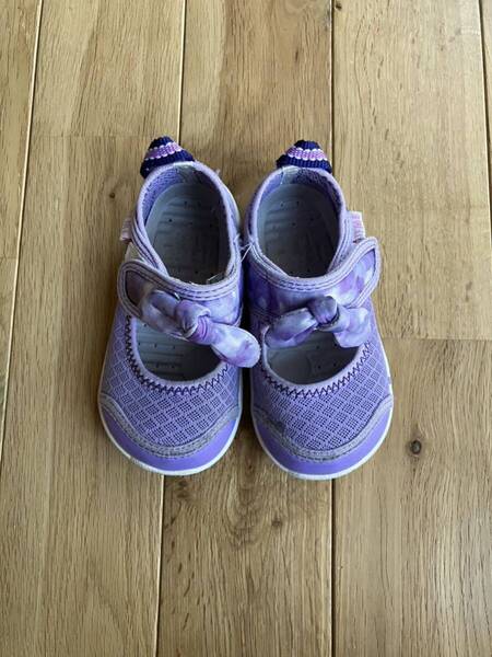 中古 女の子 ベビー イフミー ウォーターシューズ サンダル 14.5センチ パープル