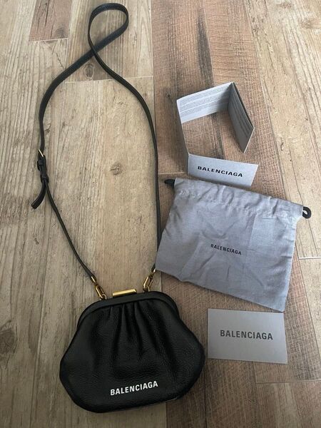 希少!バレンシアガ Balenciaga レザー ショルダーバッグ がま口ミニバック
