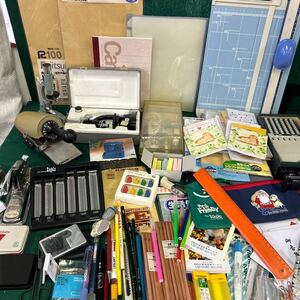 */ office work supplies together / used / microscope / coin counter /mi cooler addition vessel / paper cutter /../ memory / stapler / various / stationery /169-42