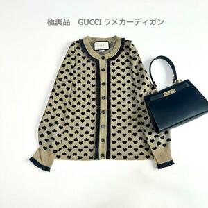  almost new goods GUCCI Gucci Gold cardigan lame Heart mike-re cardigan beautiful goods new goods 