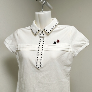 ◆アルチビオ ゴルフ　archivio GOLF　レディース　半袖ポロシャツ　衿 装飾デザイン　36サイズ　ホワイト　白　スポーツ