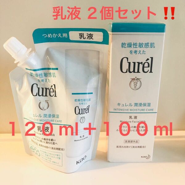 キュレル 潤浸保湿 乳液 つめかえ用 100ml 1個乳液 本体 120ml 1個 2セット 新品未開封