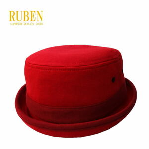 送料無料 RUBEN スウェット ポークパイ ハット ワイン 赤 ロールアップ メンズ レディース 男女兼用 帽子 サイズ調整可能 フリーサイズ
