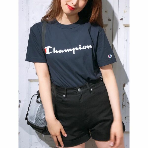 Tシャツ 半袖 Champion チャンピオン ロゴ WEGO ネイビー