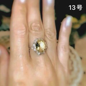 コスチューム　リング　大粒　優しいお色味　イエロースピネル天然石　シルバーS925 黄色　結婚式　パーティ　アンティーク指輪