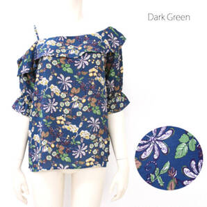【Mサイズ】オリエンタルフラワー 花柄 ワンショルブラウス サマートップス 半袖 おしゃれ 派手 肩出し セクシー 10代 20代 30代 40代 美人