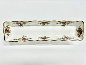 【1円スタート】ROYAL ALBERT ロイヤルアルバート オールドカントリーローズ ペントレイ カトラリーケース 陶器 西洋 ホワイト 花柄 トレイ