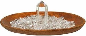 クリスタル浄化セット（天然水晶柱+天然水晶さざれ石220ｇ+木製皿長さ約22.5㎝）/パワーストーン、ブレスレット、ネックレスや
