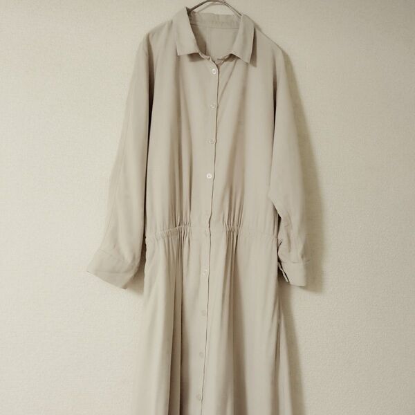 SHARE PARK シャツワンピース ロング丈 ベージュ