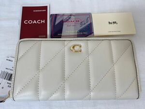 11 COACH コーチ 長財布 ラウンドファスナー 白色