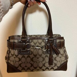 COACH コーチシグネチャー 正規品ハンドバッグ レザー 手提げ 