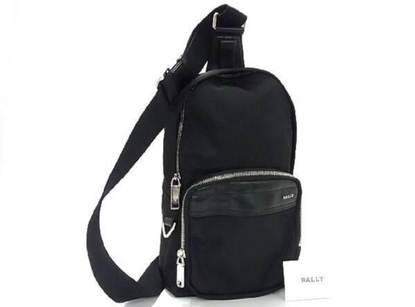 ■極美品■ BALLY バリー ナイロン×レザー ワンショルダーバッグ ボディバッグ レディース メンズ ブラック系 AV0085