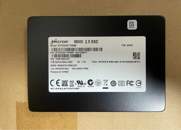 Micron M600 SSD 1TB SATA 2.5インチ Crucial MX200同等品 MLC 長寿命 希少品