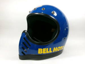 最初期！BELL MOTO 3 BLUE x YELLOW 7 1/4 目深加工済み★70年代 ベル モト3 MOTO III STAR 500TX モトクロス オフロード VMX ダートバイク