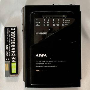 【ジャンク品】AIWA HF-JL30 黒 アイワ　AIWA純正ガム電池付　カセット プレーヤー カセットボーイ　ウォークマン　ソニー WALKMAN