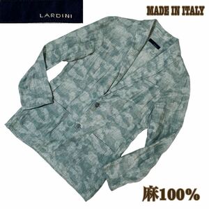  flax 100%[LARDINI] Lardini tailored jacket camouflage camouflage 
